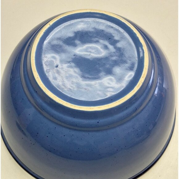 Ceramic Mixing Bowl Light Blue Speckled Heavy Stoneware Navy - Picture 5 of 6